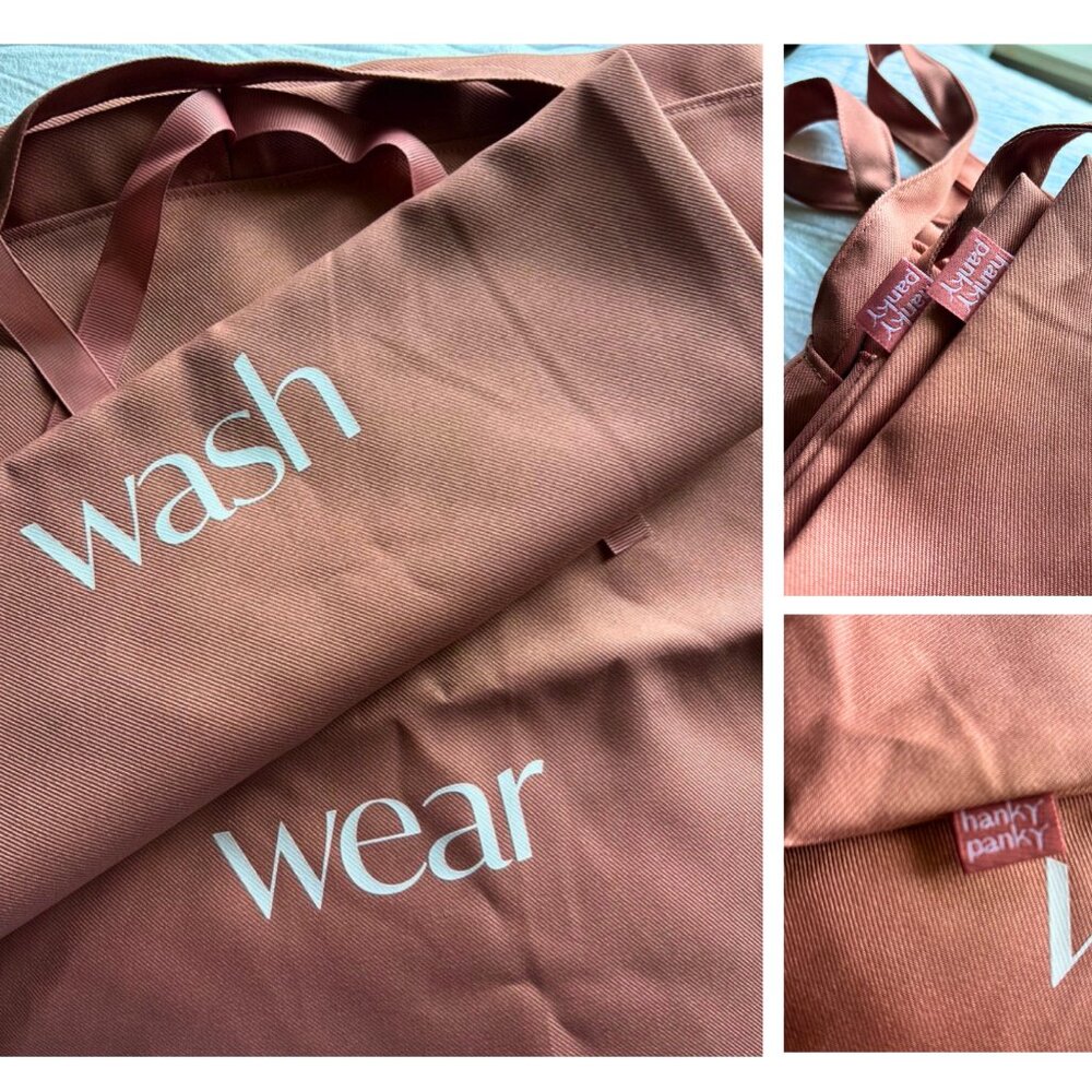 Hanky Panky Wash & Wear Travel Bags Set of 2 – Dusty Rose with Ribbon Ties